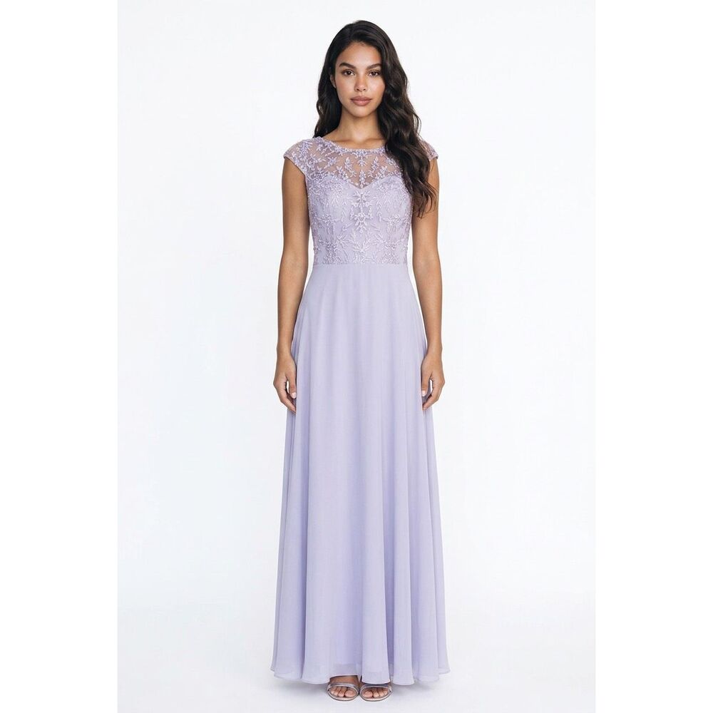 Kennedy Blue Wedding/ Ball/embroidered Maxi chiffon Gown lilac Sz 10 NWT